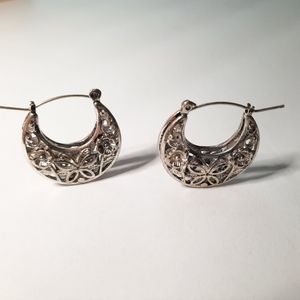 Silver Toned Earrings with butterflies